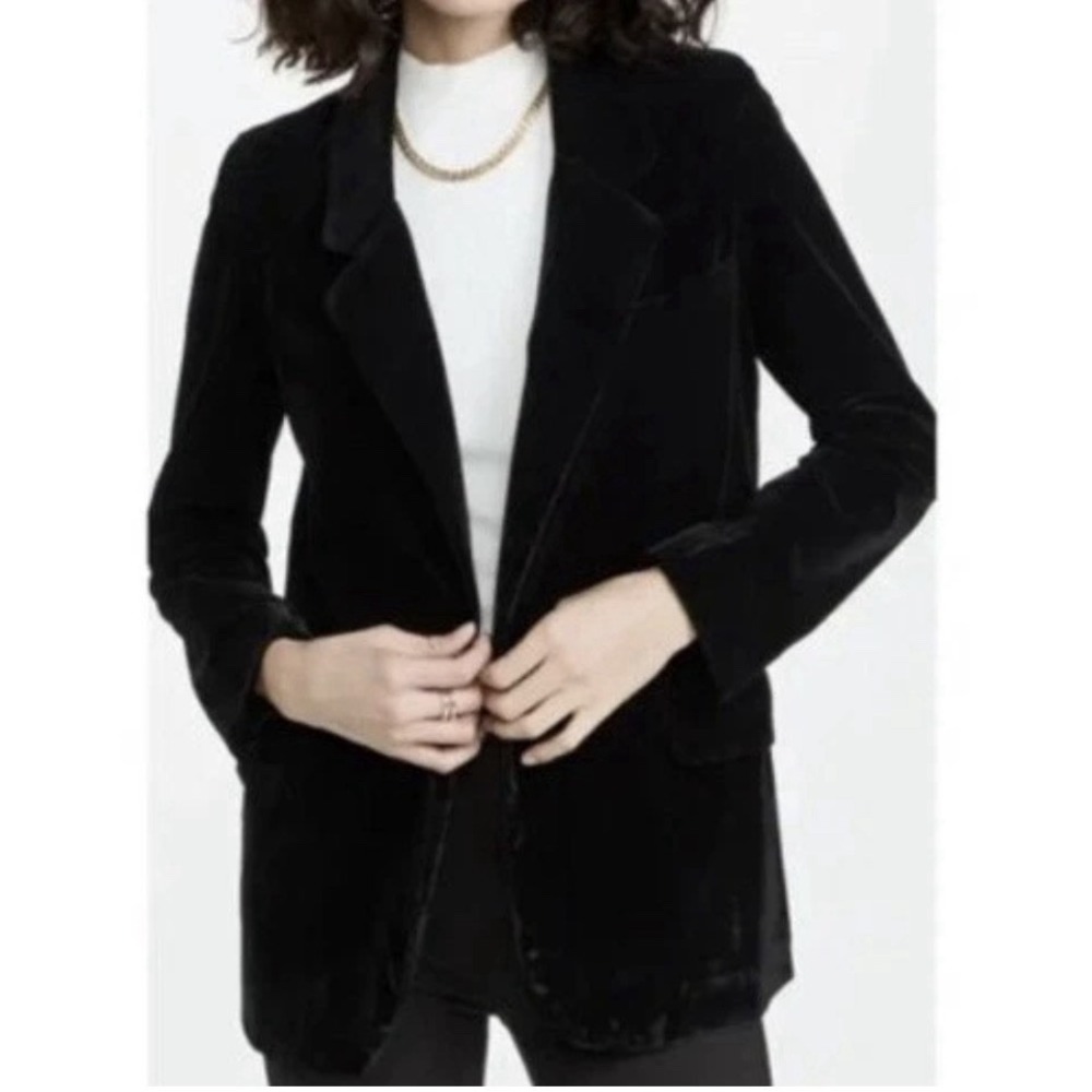 B.B. Dakota Black Velvet Open Crush A Lot Blazer oversized Boyfriend Women's S